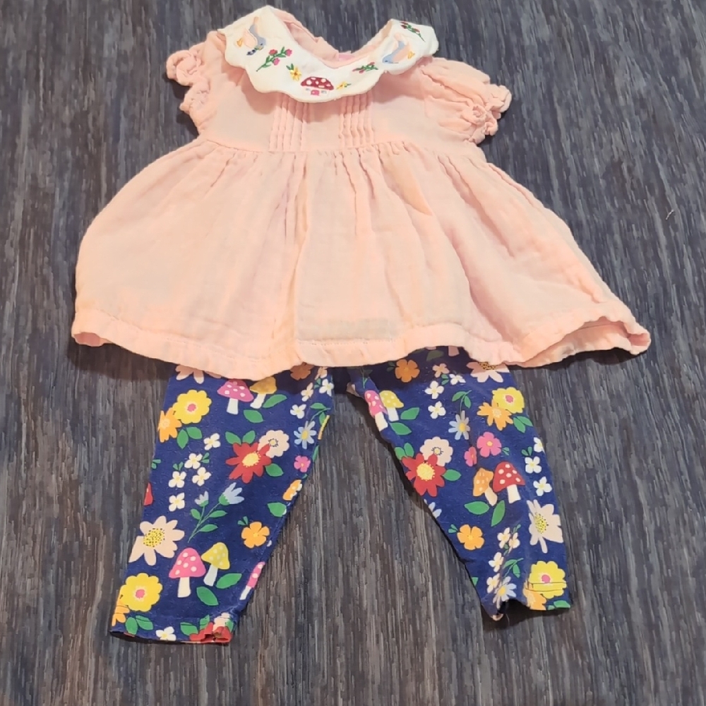 Good Lad Pink and White Dress with Floral Leggings